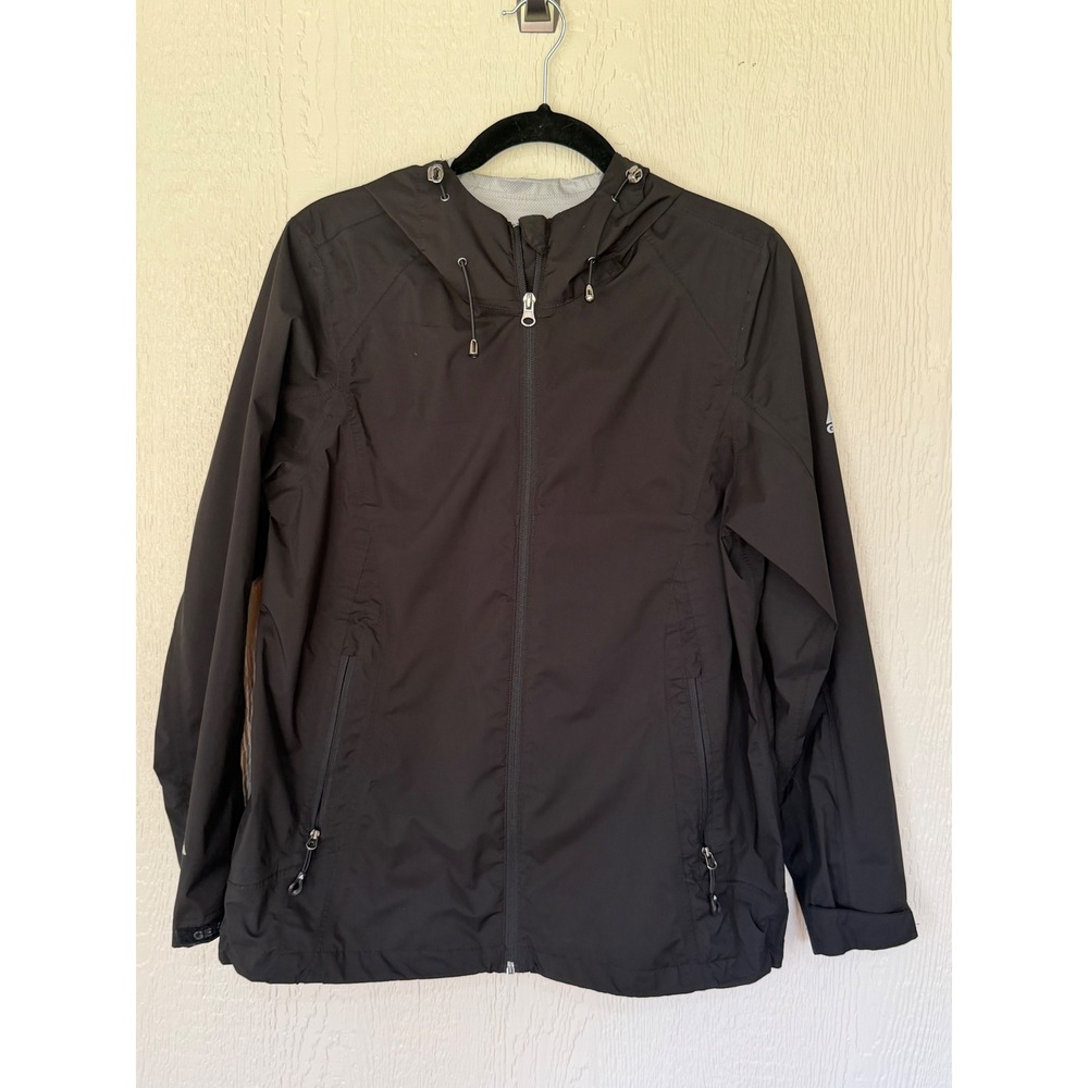 Gerry Mens Hooded Windbreaker Jacket Black Full Zip Mesh Lined Size Medium